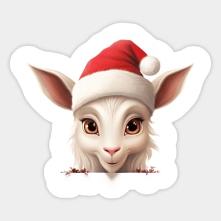 Christmas Peeking Baby Goat Sticker